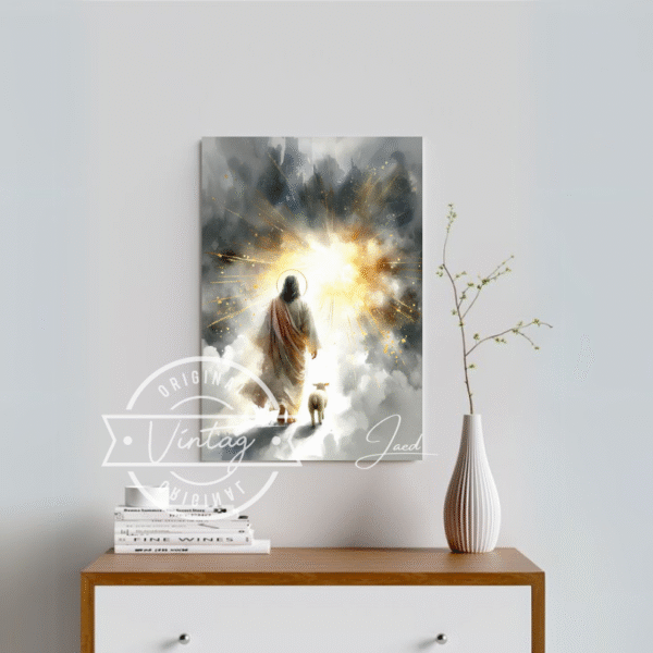 cuadro buen pastor de espaldas