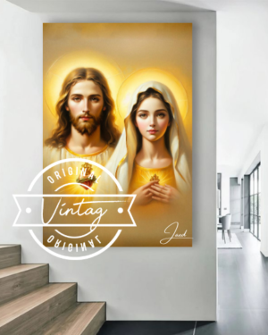 cuadro pintado de los sagrados corazones