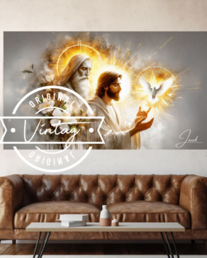 pintura santisima trinidad tono gri dorado