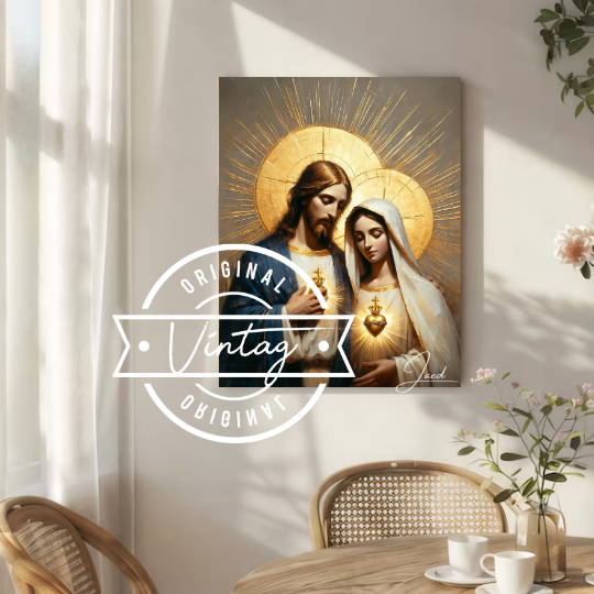 cuadro pintado sagrados corazones