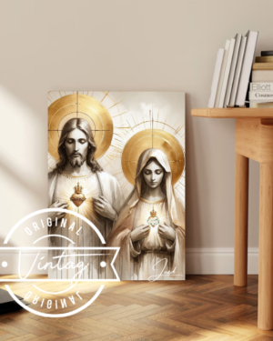 pintura tonos dorados de los sagrados corazones