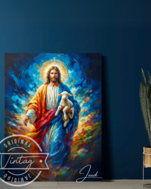 pintura colorida jesus el buen pastor