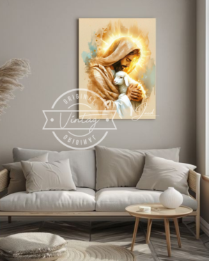 cuadro del buen pastor tonos beige