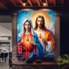 cuadro del sagrado corazon de jesus e inmaculado corazon de maria colorido