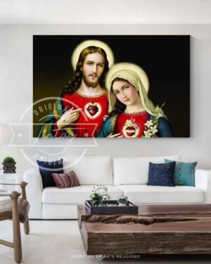 cuadro pintado de los sagrados corazones generico