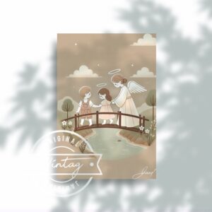 Ángel protector en el puente de la fe