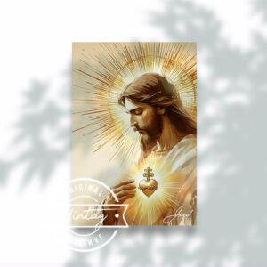 Jesús en Meditación con el Sagrado Corazón