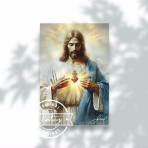 Jesús con el Sagrado Corazón en Contemplación