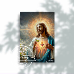 Sagrado Corazón con lirios