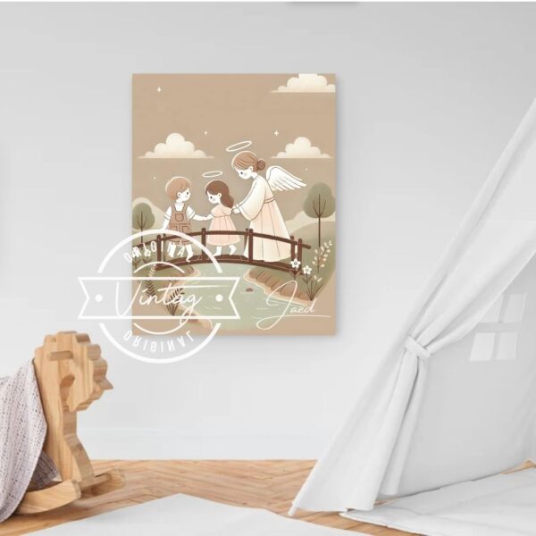 Ángel protector en el puente de la fe