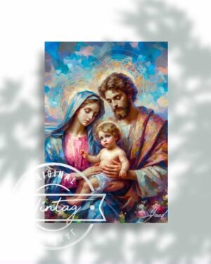 La sagrada familia en colores celestiales