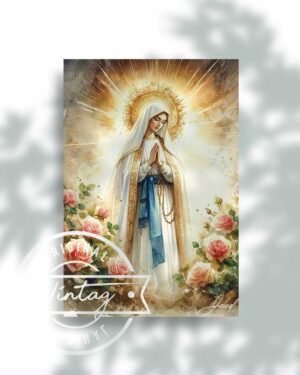 Reina de Lourdes entre rosas