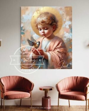 obra del Niño Dios en colores pastel