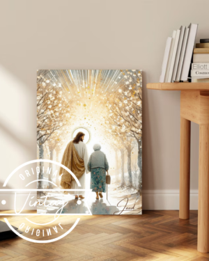 jesus con una adulta mayor cuadro