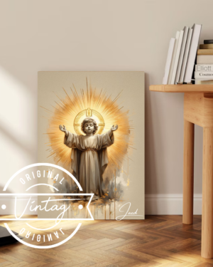 obra del niño dios en colores beige
