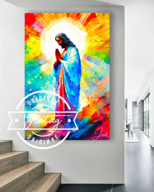 cuadro moderno de jesus orando cuerpo completo colorido