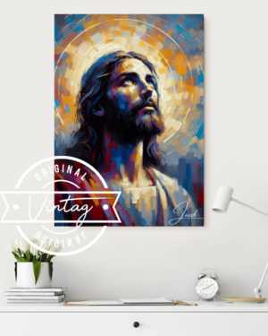 cuadro moderno de jesus mirando al cielo