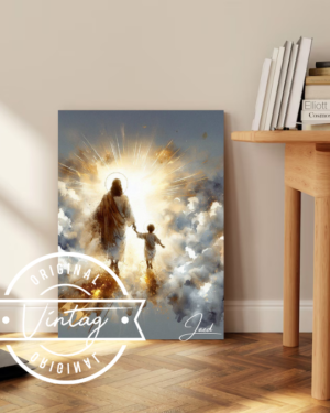 Jesus con un niño caminando