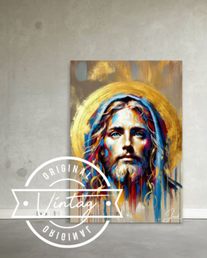 obra del rostro de jesus con dorado