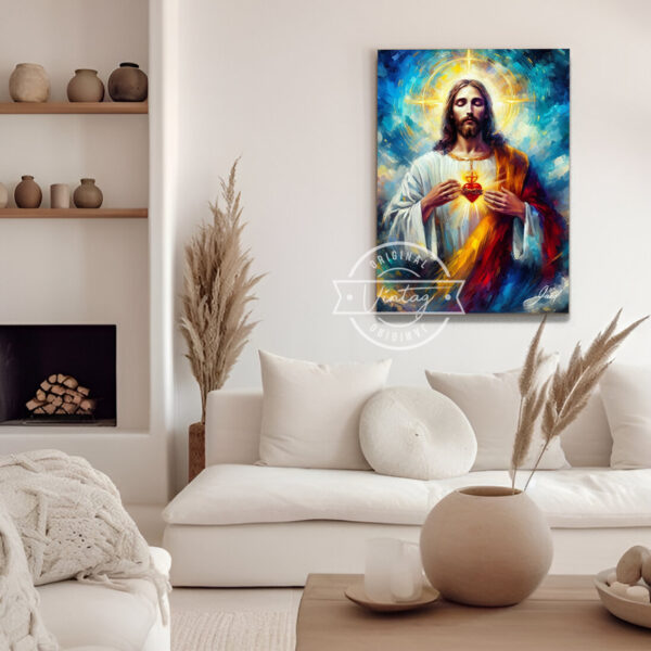 cuadro sagrado corazon colorido