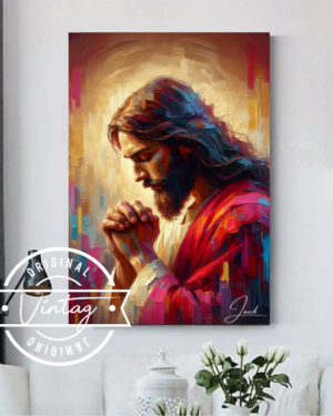 cuadro moderno de jesus orando colorido