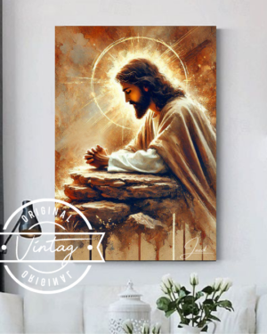 cuadro jesus orando tonos cafe