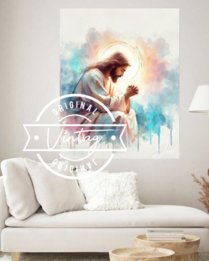 Jesus orando en colores pastel cuadro