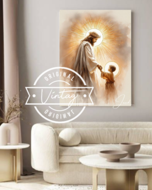 cuadro de jesus con un niño
