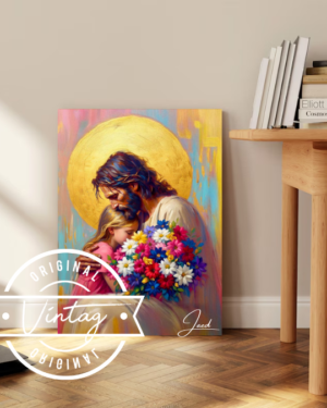 Cuadro religioso Jesus abrazando a una niña