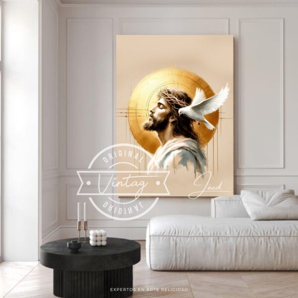cuadro de jesus y el espiritu santo de perfil