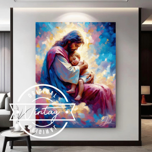 cuadro de jesus con un bebé