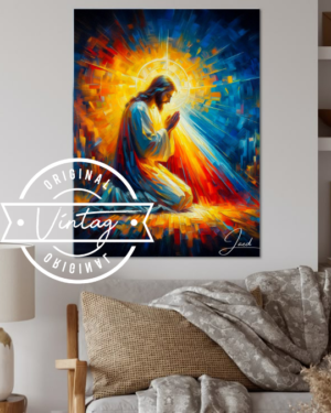 cuadro de jesus en oración colorido