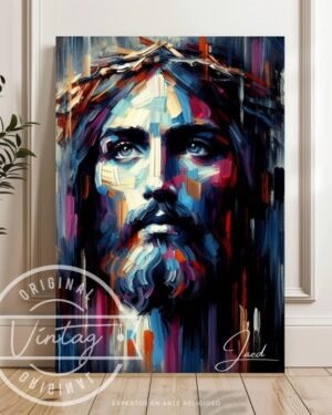 cuadro del rostro de jesus colorido
