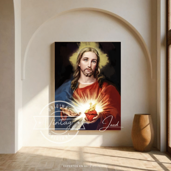 9 (3) cuadro del sagrado corazon de jesus colores oscuros