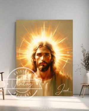 Cuadro de Jesús con tonos dorados
