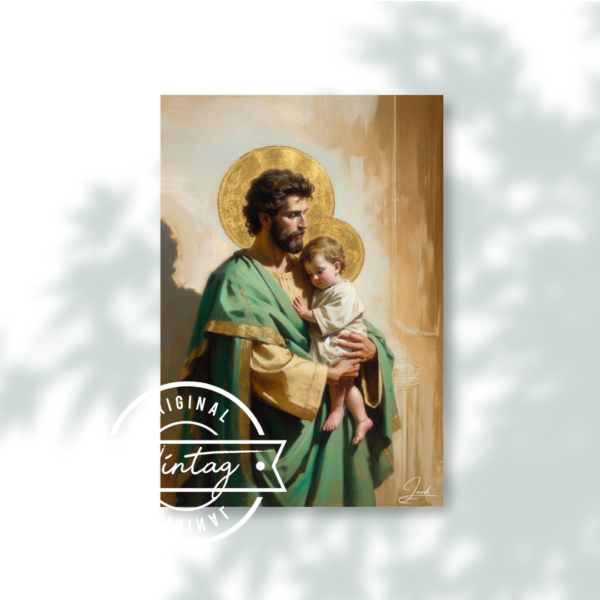 San José con el Niño Jesús: Amor que Protege