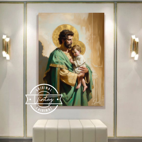 San José con el Niño Jesús: Amor que Protege