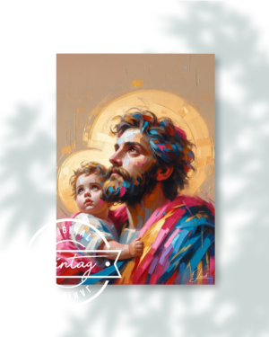 San José con el Niño Jesús: Fe en Colores