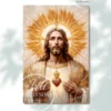 Cuadro del Sagrado Corazón de Jesús «En ti confío» con resplandor dorado, obra exclusiva de Cuadros Religiosos