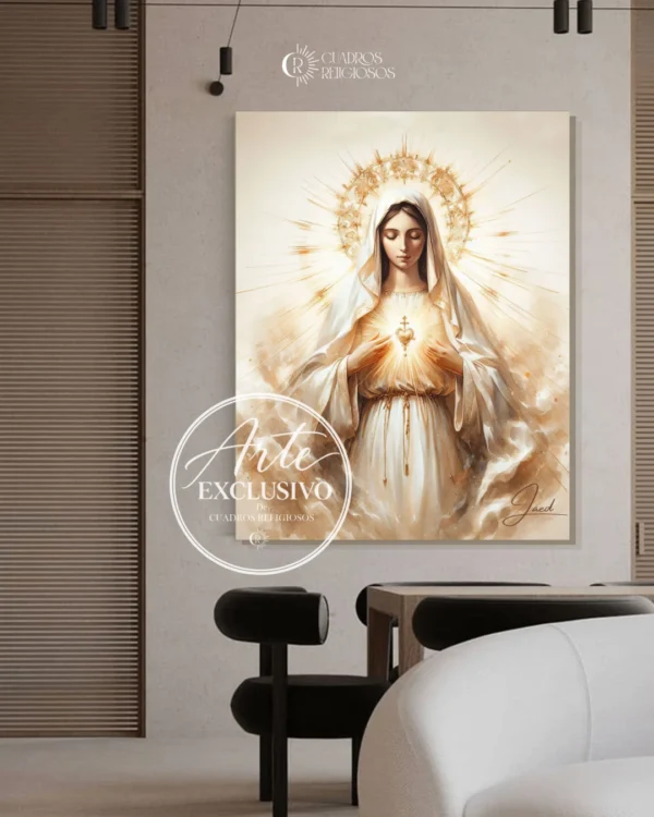 virgen-de-fatima-abrazo-de-luz-vertical Cuadro moderno de la Virgen de Fátima — Abrazo de luz