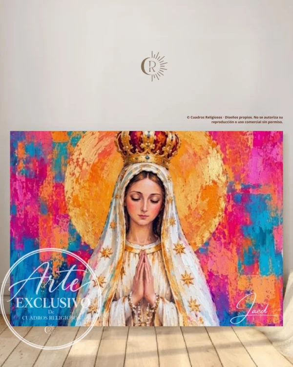 Cuadro abstracto de la Virgen de Fátima — Alegría de creer