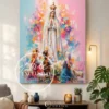 Cuadro abstracto de la Virgen de Fátima — Colores de esperanza