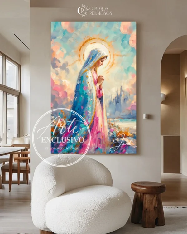 Cuadro abstracto de la Virgen de Fátima — Donde florece la fe