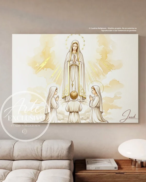 virgen-de-fatima-encuentro-en-la-luz-horizontal Cuadro moderno de la Virgen de Fátima — Encuentro en la luz