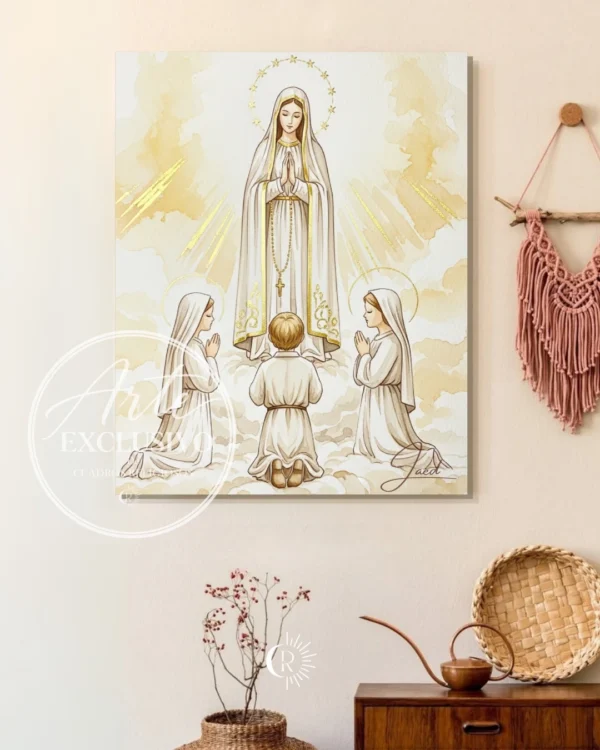 virgen-de-fatima-encuentro-en-la-luz-vertical Cuadro moderno de la Virgen de Fátima — Encuentro en la luz
