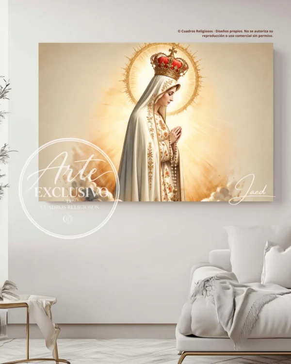 Cuadro de la Virgen de Fátima para sala — Entre cielo y calma