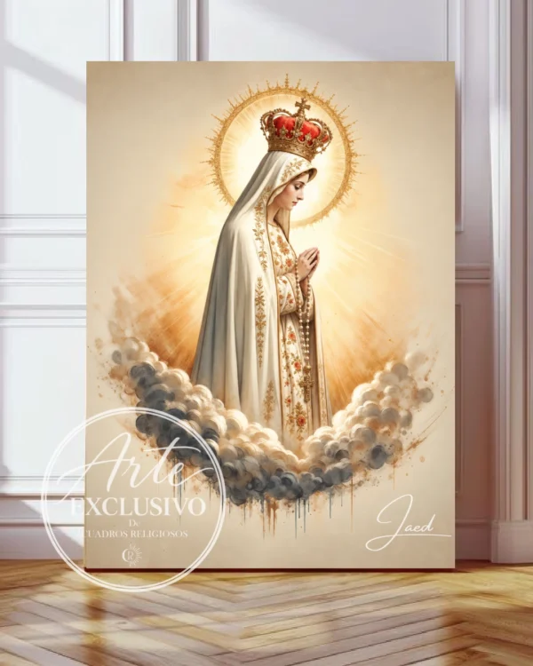 Cuadro de la Virgen de Fátima para sala — Entre cielo y calma
