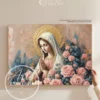 Cuadro de la Virgen de Fátima para sala — Entre rosas y oración