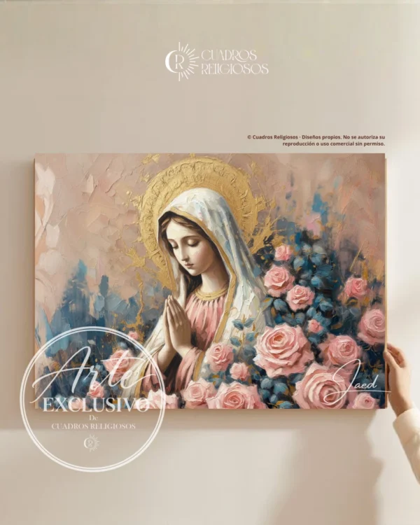 Cuadro de la Virgen de Fátima para sala — Entre rosas y oración