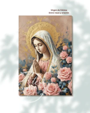 virgen-de-fatima-entre-rosas-y-oracion-presentacion Cuadro de la Virgen de Fátima para sala — Entre rosas y oración
